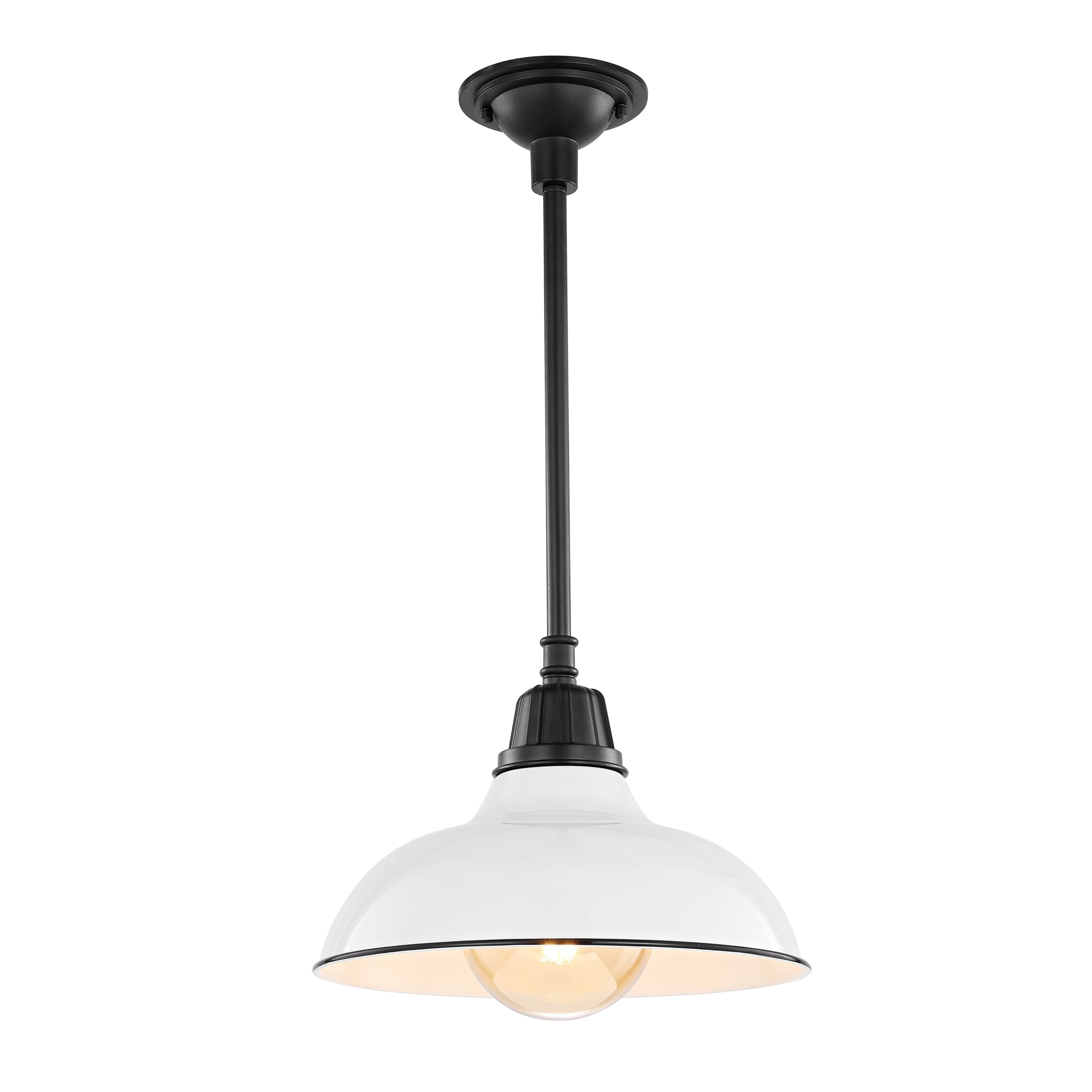 "Jonathan Y - Jasper 12.25"" 1-Light Farmhouse Industrial Indoor/Outdoor Iron LED Pendant, White - White/Black" price history on PriceWatchPro
