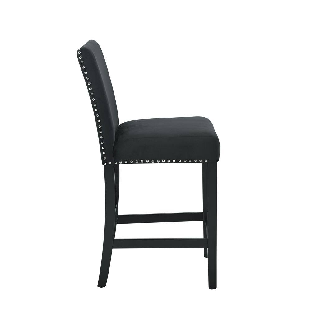 Back. New Classic Furniture - Furniture Celeste 39.5" Wood Counter Chair in Black (Set of 2) - Black.