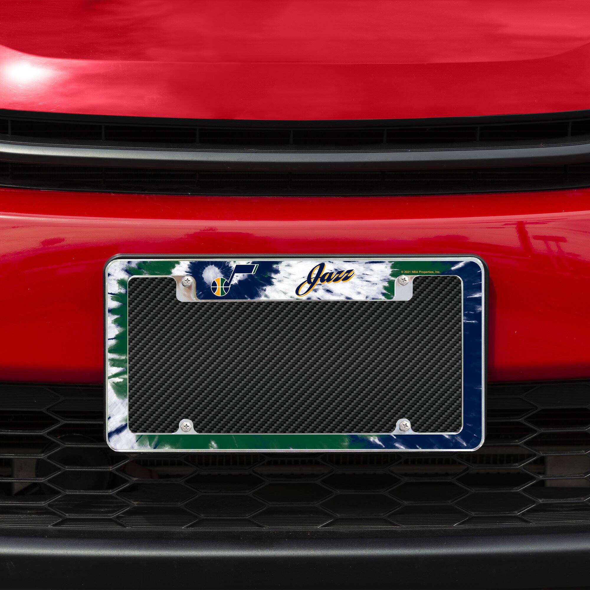 Alt View 1. Rico Industries - Utah Basketball Jazz Chrome Metal License Plate Frame - Tie Dye Design - Multi.
