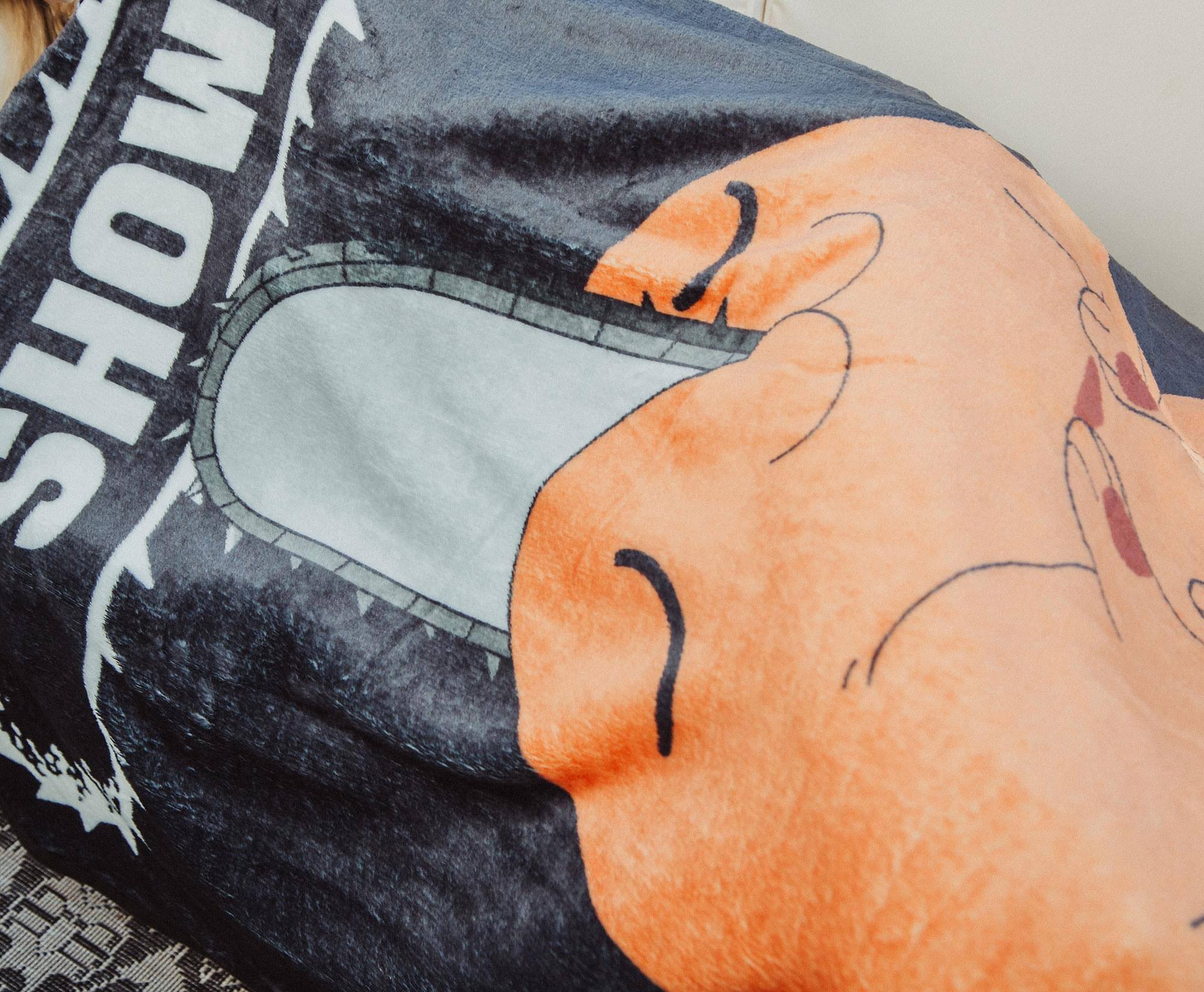 Alt View 3. Just Funky - Chainsaw Man Pochita "Show Me Your Dreams" Fleece Throw Blanket | 45 x 60 Inches - Orange.