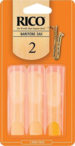Front Standard. Rico - #2.0 Baritone Saxophone Reeds (3-Pack) - Orange.