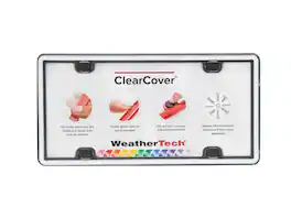 WeatherTech - ClearCover | License Plate Frame with Clear Cover Lens, Multi-Flex Gasket and Stainless Steel Hardware - White / Black