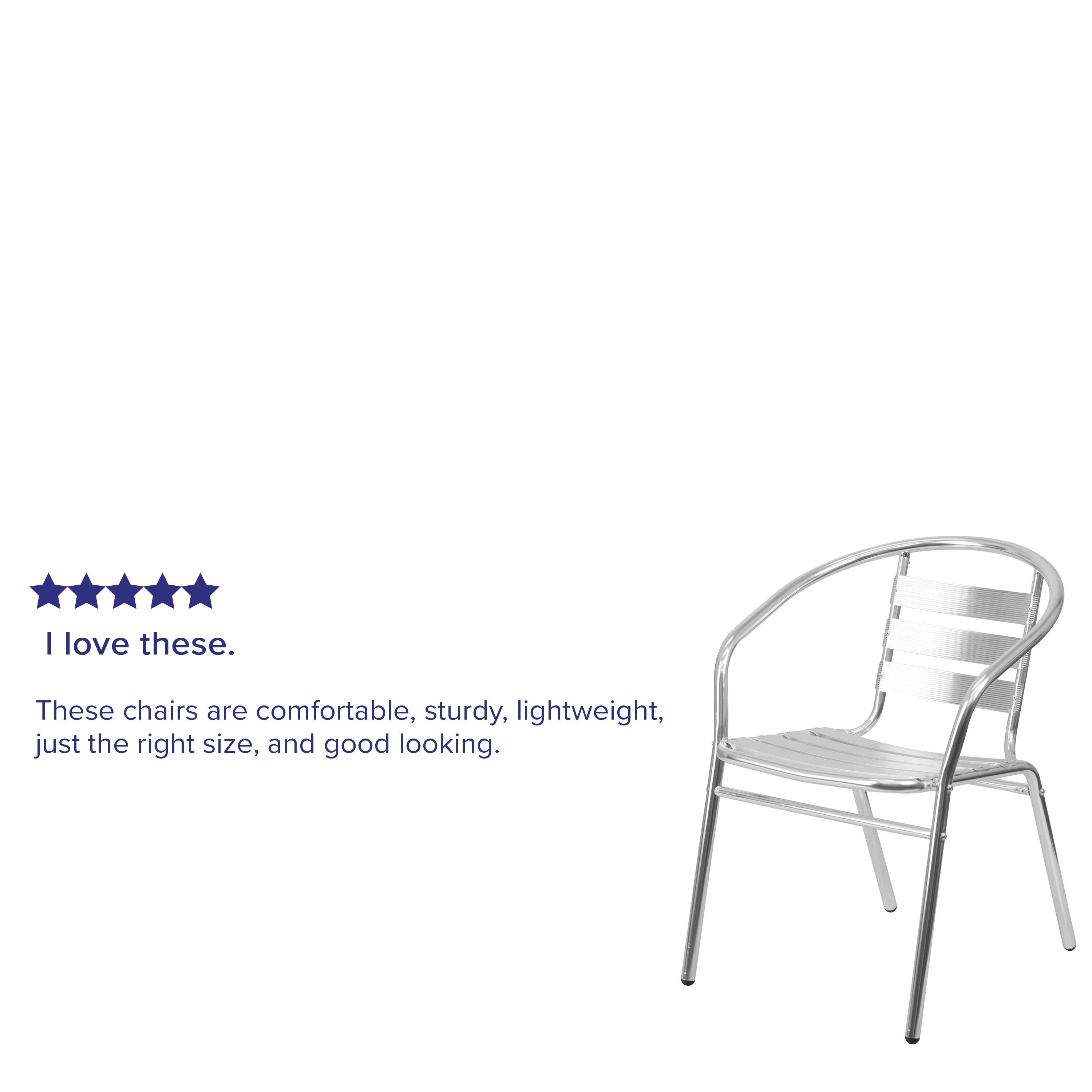 I love these. These chairs are comfortable, sturdy, lightweight, just the right size, and good looking.