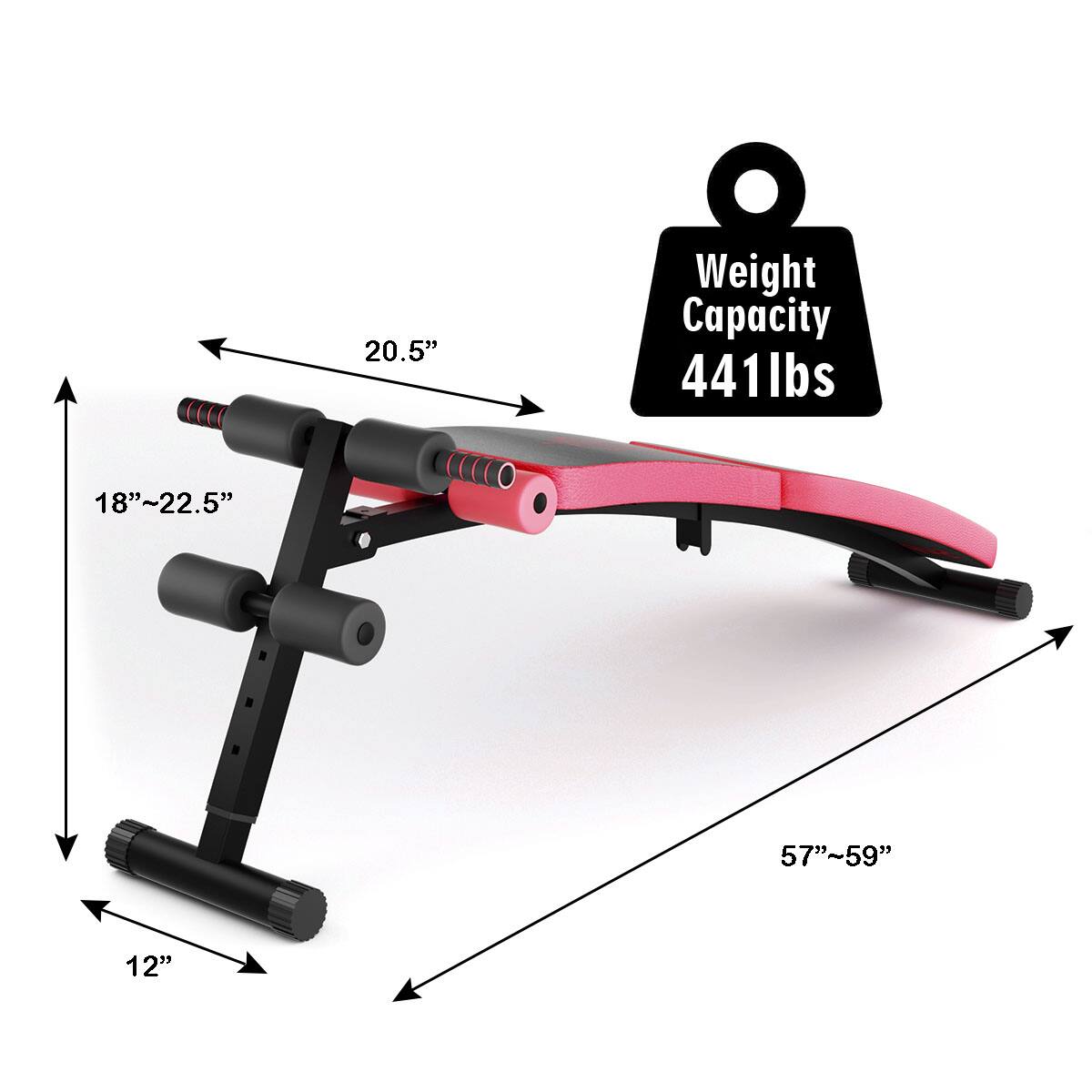 The image shows a pink weight machine with a weight capacity of 441 lbs. The machine has a weight capacity of 441 lbs, and it is designed to be used in a gym setting. The machine is made of metal and has a weight capacity of 441 lbs. The weight capacity is displayed on a sign on the machine, indicating that it can support up to 441 lbs of weight. The machine is designed to be used in a gym setting, and it is made of metal, ensuring durability and stability.
