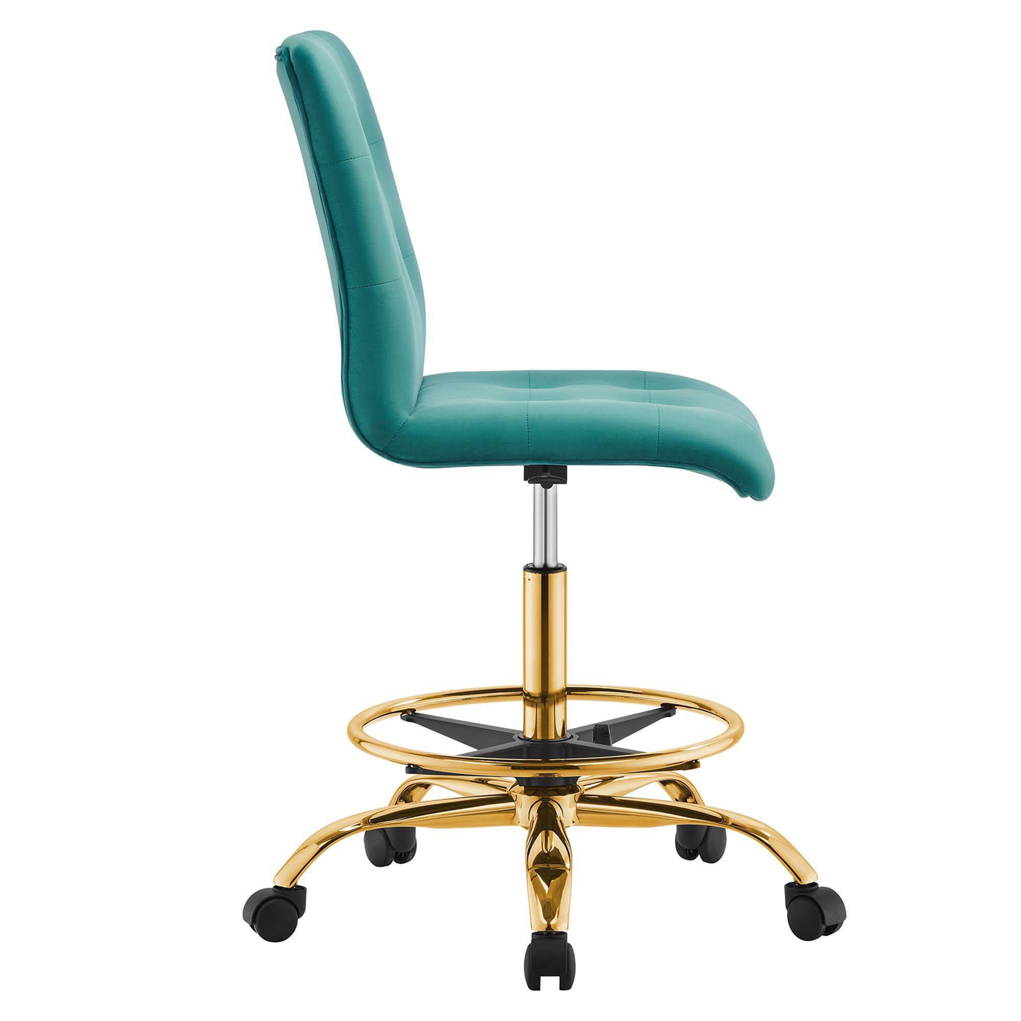 Left. Modway - Prim Armless Performance Velvet Drafting Chair by Modway - Blue.