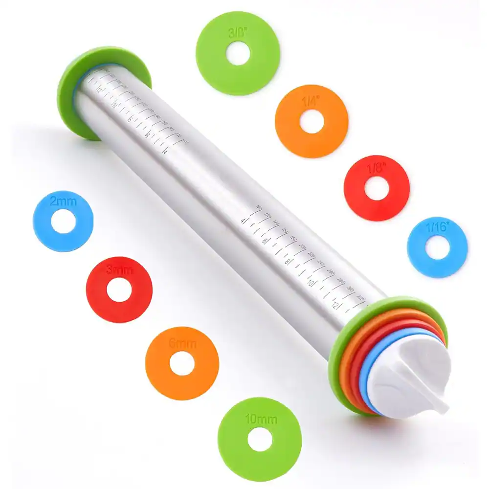 PARKER SLATER - 17" Adjustable Stainless Steel Rolling Pin – For Baking Dough, Pizza & Pastries