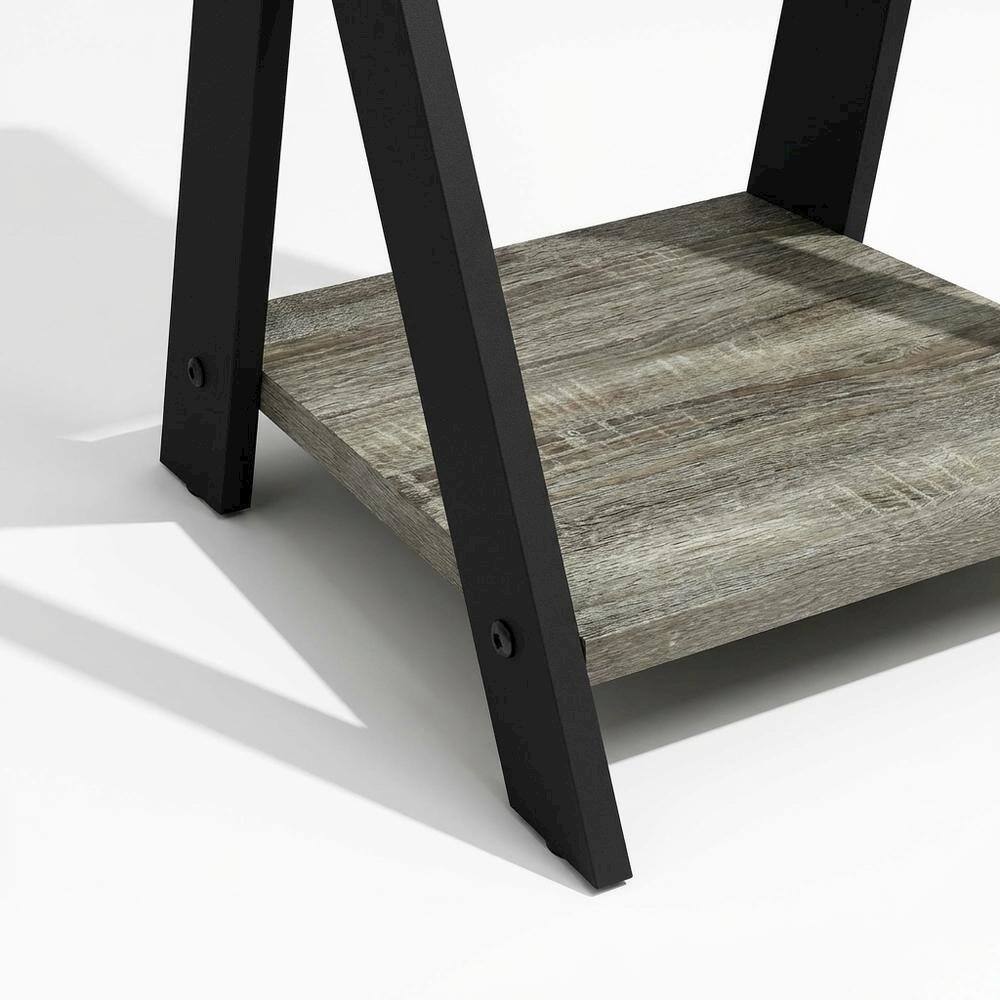 Alt View 2. FurniFact - Grey Oak and Black Finish End Table with Modern Design - Grey Oak/Black.