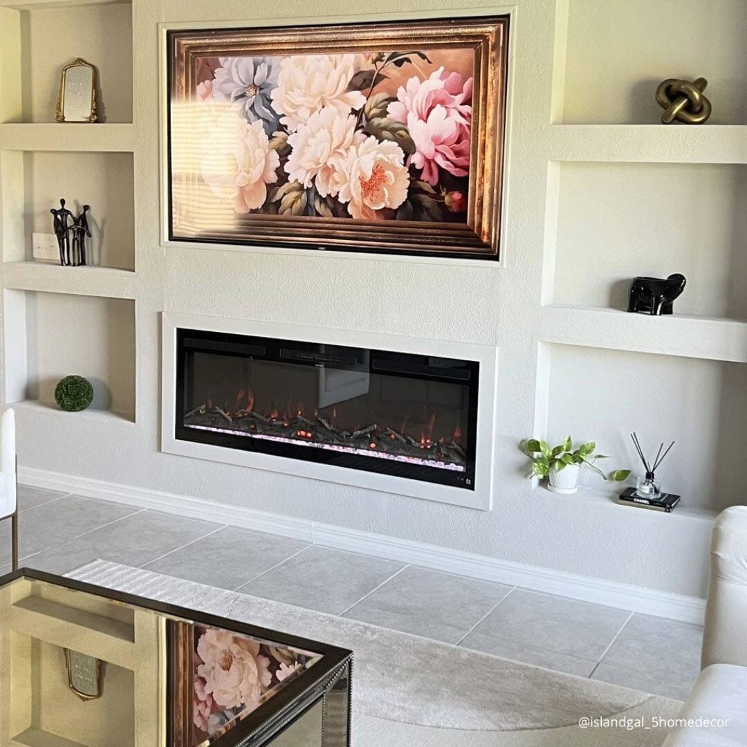 Alt View 1. Touchstone Home Products - 57 in. Wall Mounted Recessed Sideline Fury Smart Electric Fireplace 1500W - Black.