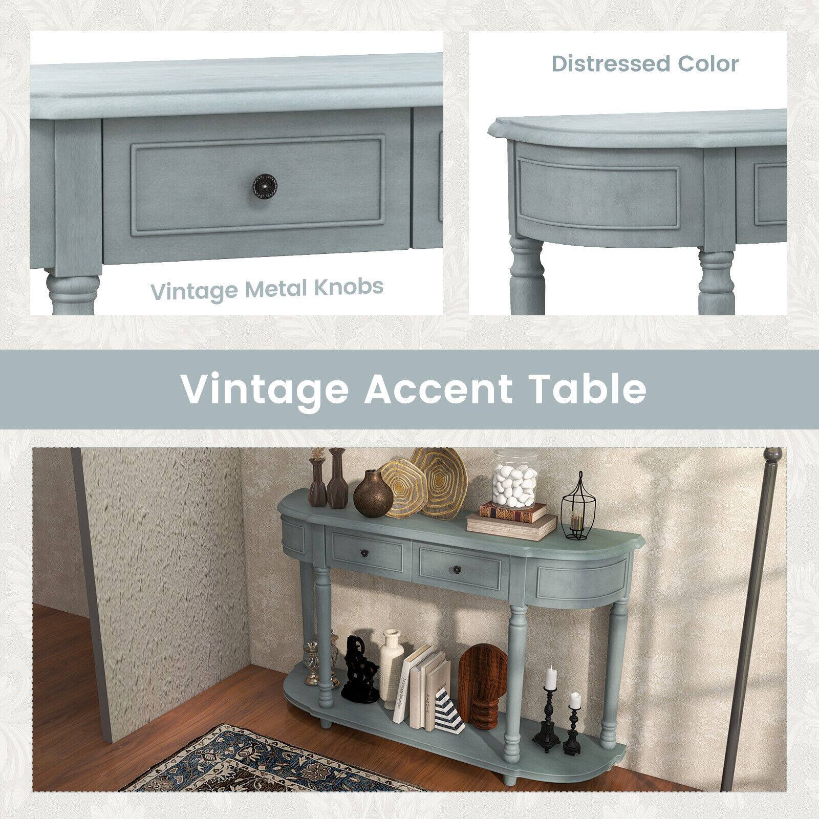 Vintage Accent Table, Distressed Color, Vintage Metal Knobs