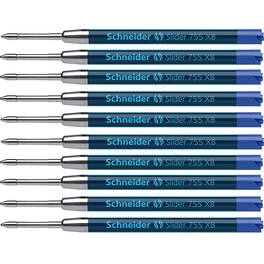 Schneider - Slider 755 XB Ballpoint Pen Refill, Viscoglide Ink, Blue, Pack of 10