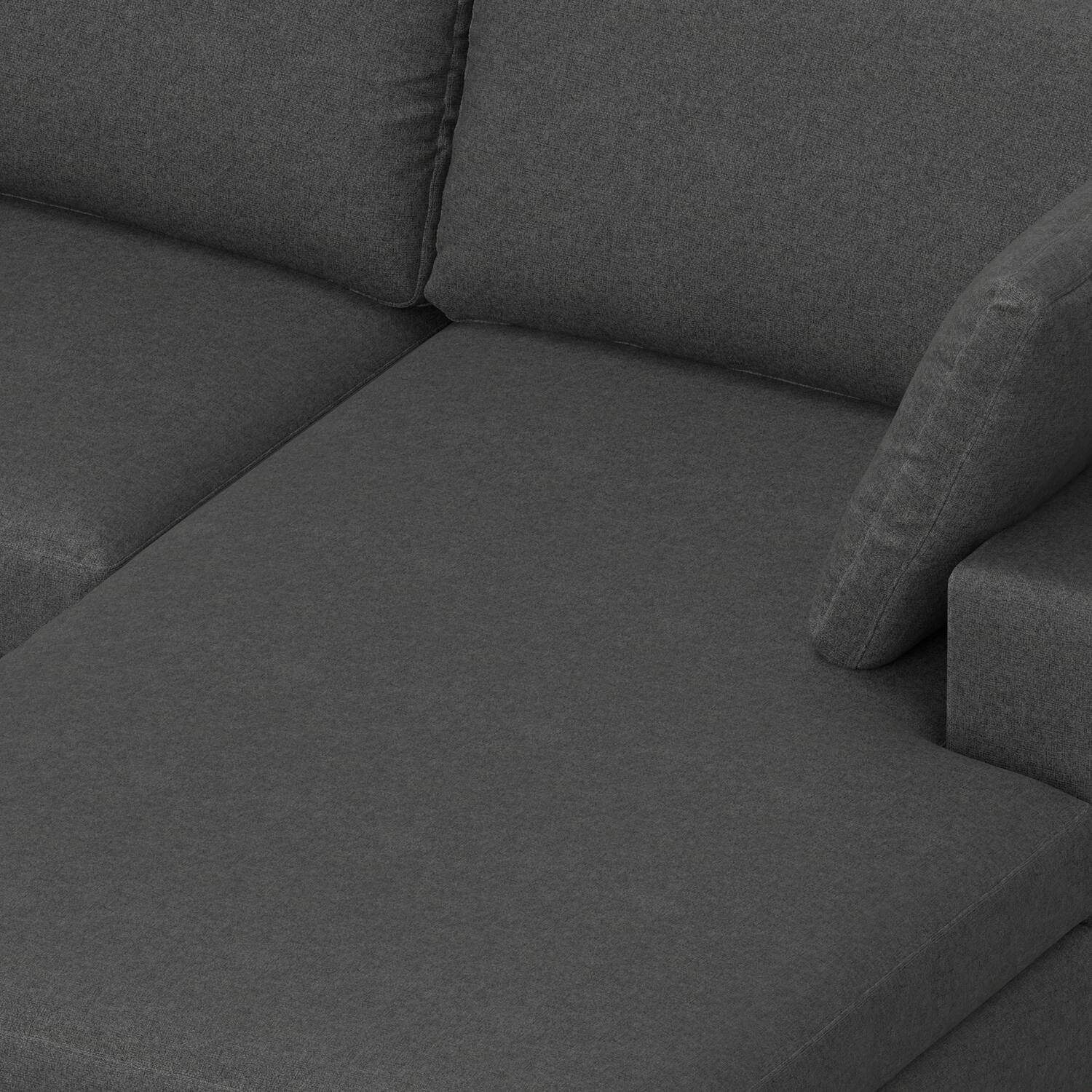 Alt View 4. Simpli Home - Charlie Right-Facing Sectional in Tightly Woven Performance Fabric - Pebble Grey.
