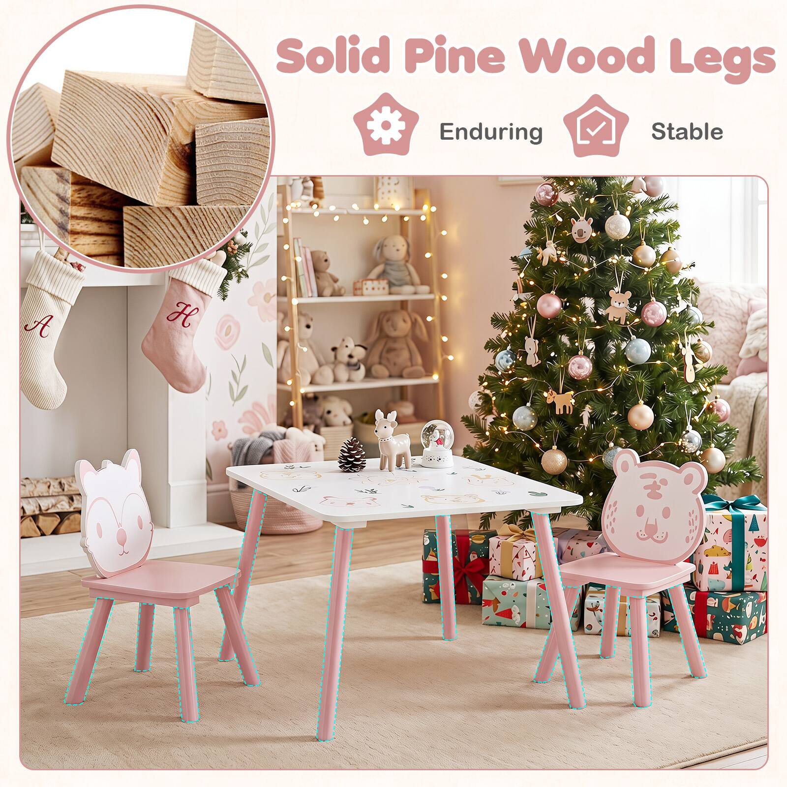 Solid Pine Wood Legs  
Enduring  
Stable
