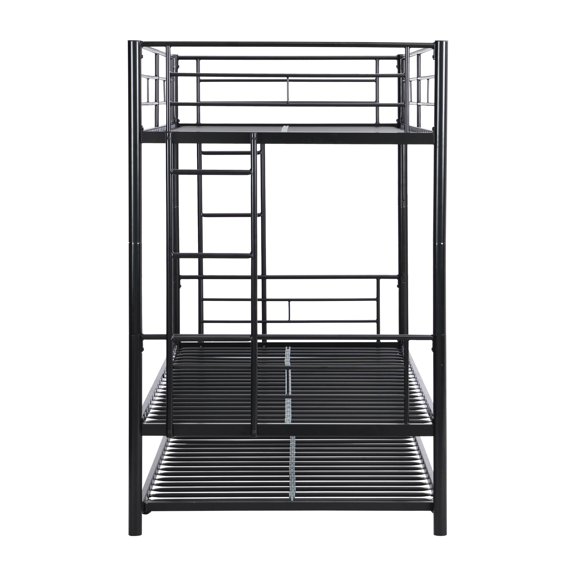 Alt View 6. GOODSILO - Space-Saving Twin Over Twin Metal Bunk Bed with Trundle for Kids and Teens Bedroom - Black.