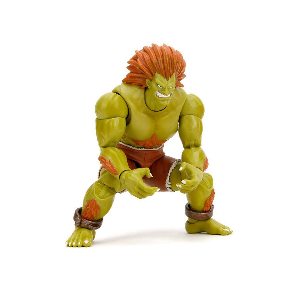 Left. Jada - Blanka 7.5" Action Figure with Accessories, Alternate Head & Hands – Ultra Street Fighter II (2017) - Multicolor.