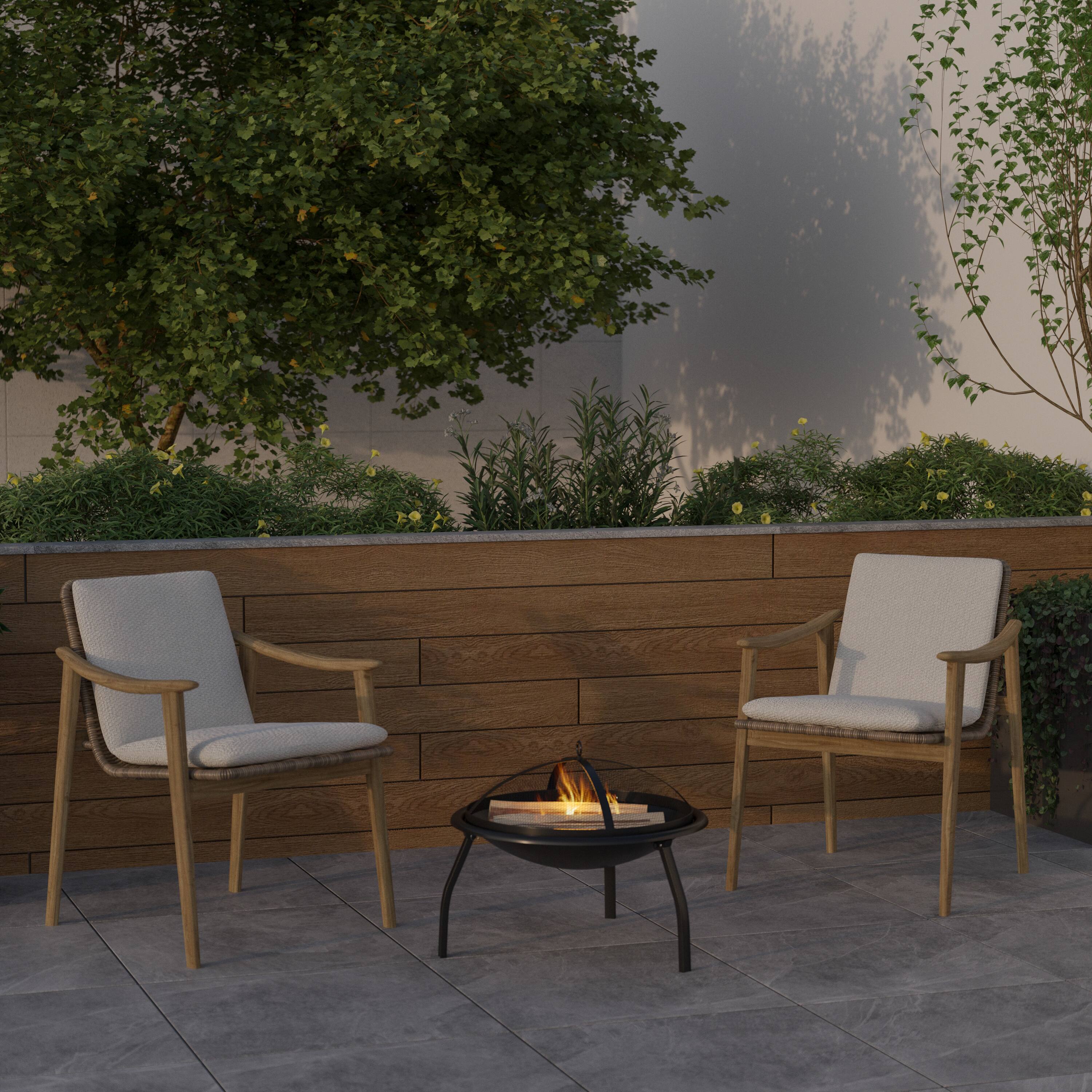 Alt View 3. Emma + Oliver - 22.5" Iron Foldable Wood Burning Outdoor Firepit with Mesh Screen & Poker - Black.