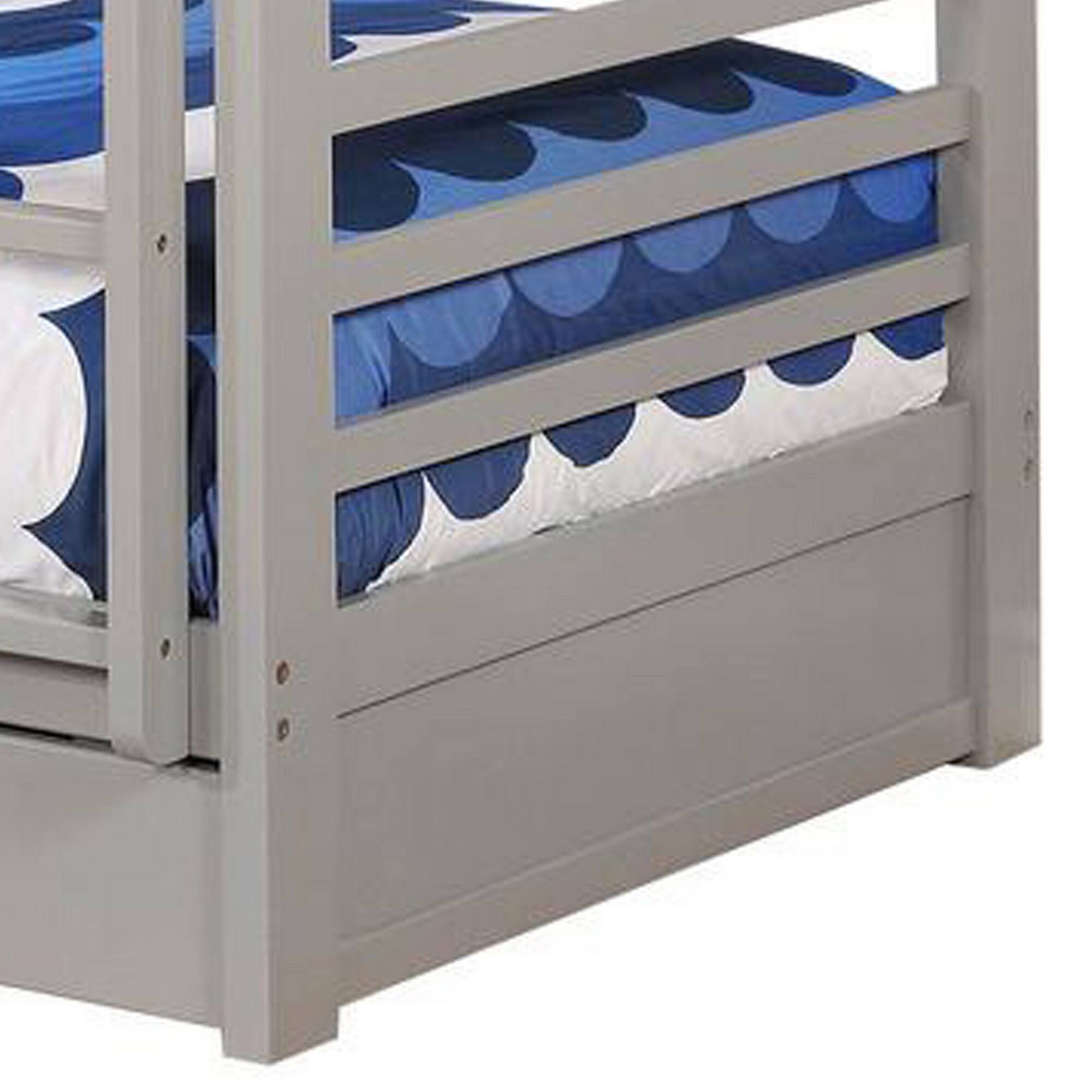 Alt View 1. Manhattan Lane - Transitional Twin Over Twin Bed with Attached Ladder and Drawers, Gray - Gray.