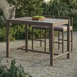 Eleni Rectangle 56-Inch Outdoor Teak Wood Rectangular Bar Table by Modway - Weathered Gray Teak