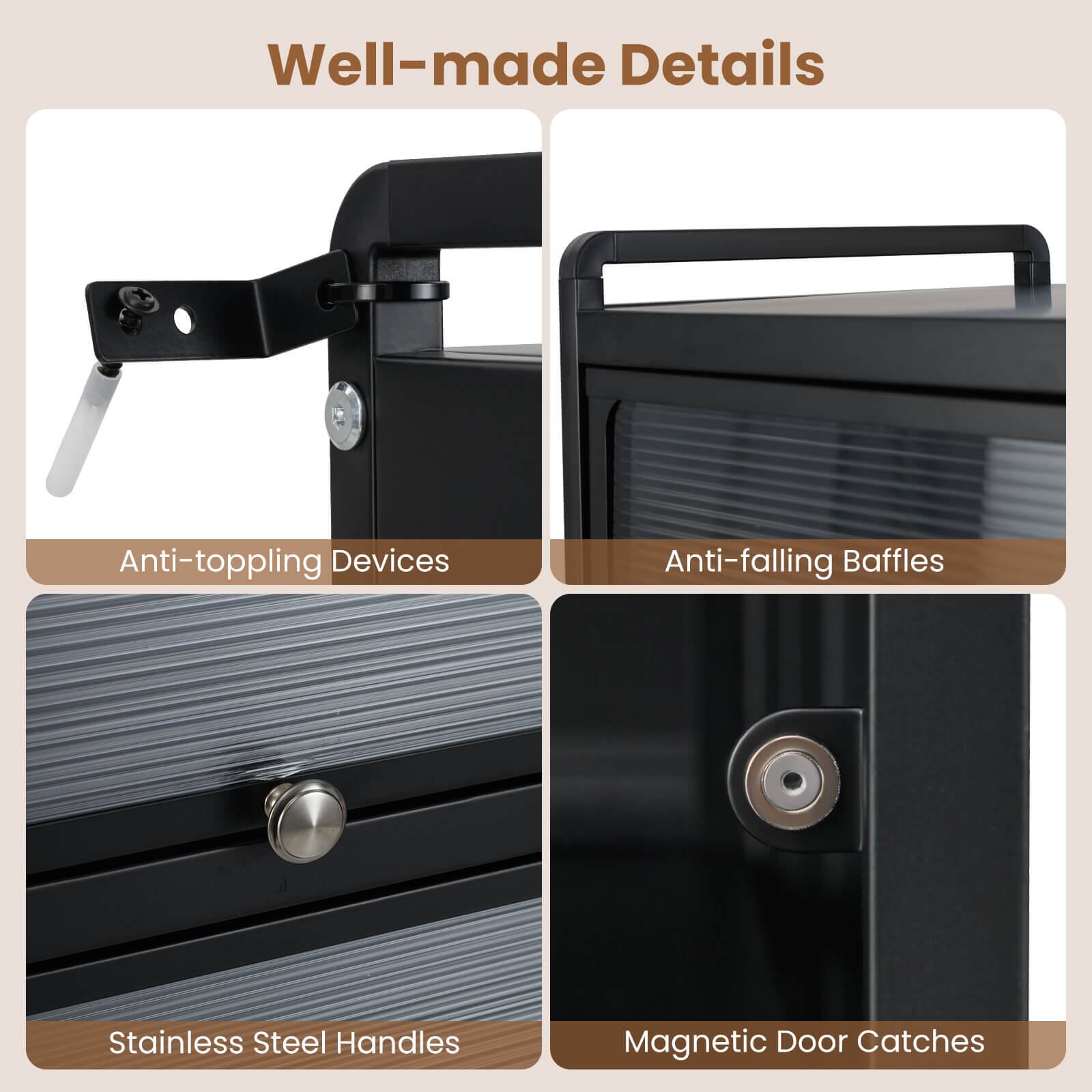 Well-made Details

- Anti-toppling Devices
- Anti-falling Baffles
- Stainless Steel Handles
- Magnetic Door Catches