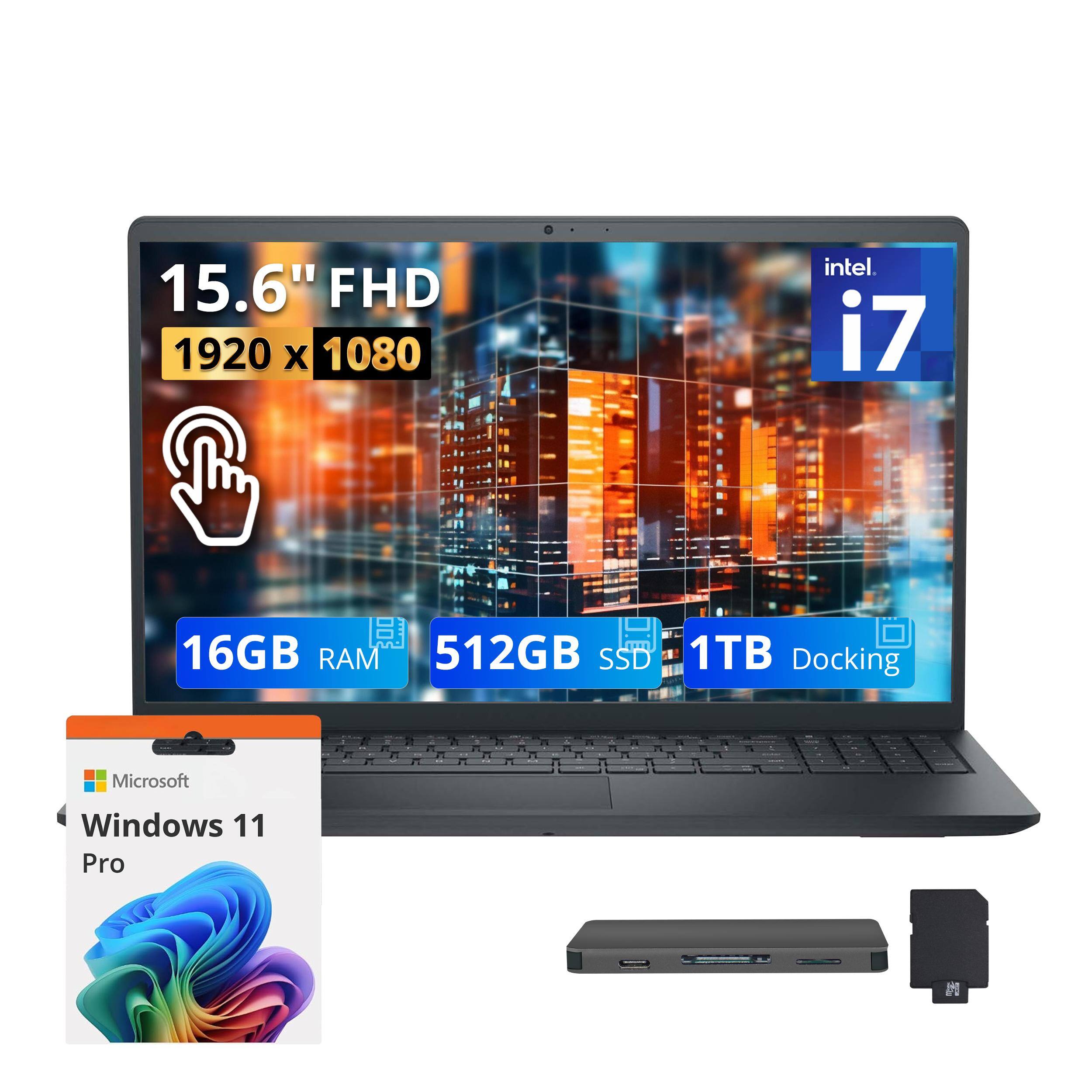15.6" FHD 1920 x 1080 Intel i7, 2.4 GHz, 16GB RAM, 512GB SSD, 1TB Docking, Microsoft Windows 11 Pro