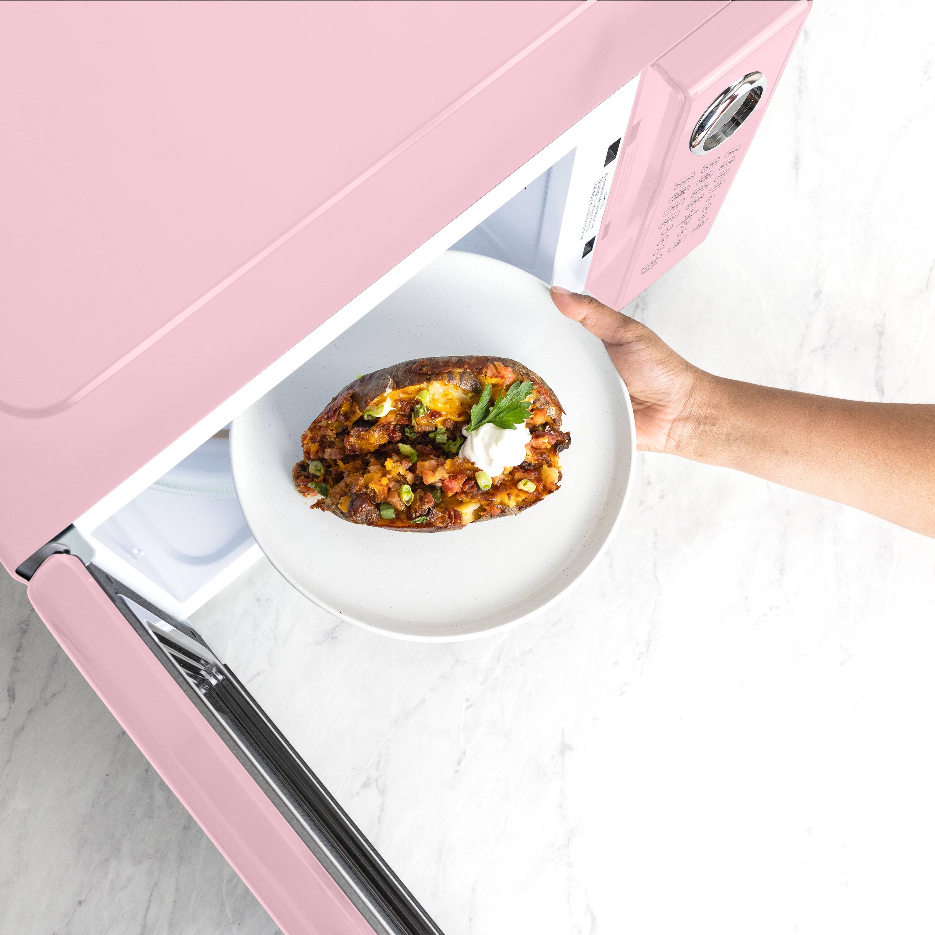 Alt View 2. Nostalgia - Retro 1.1  cu. ft. Countertop Microwave Oven -Pink - Pink.