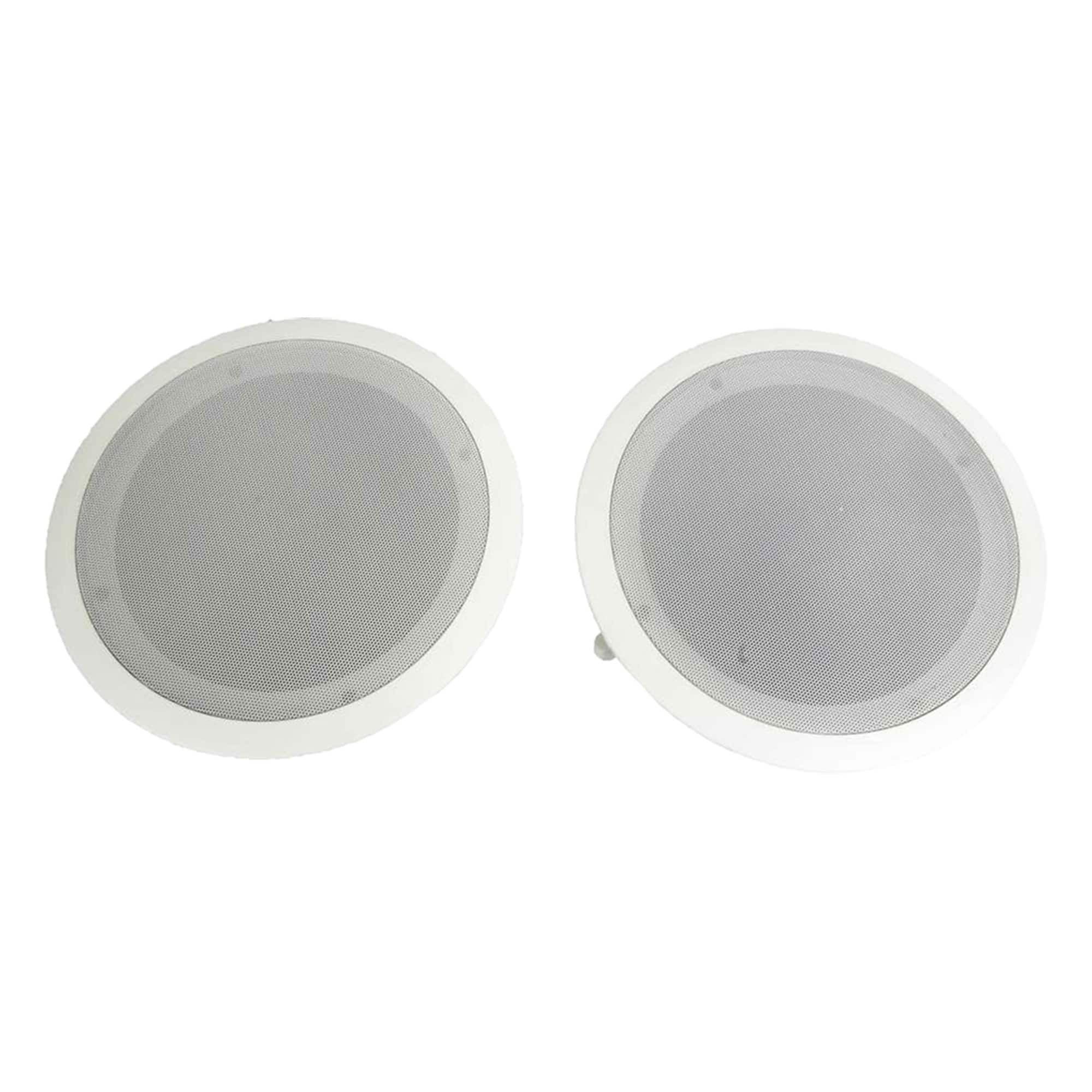 Pyle - PDIC81RD 250W 8" Round Flush Mount In-Wall/Ceiling Home Speakers, 2 Pack - White
