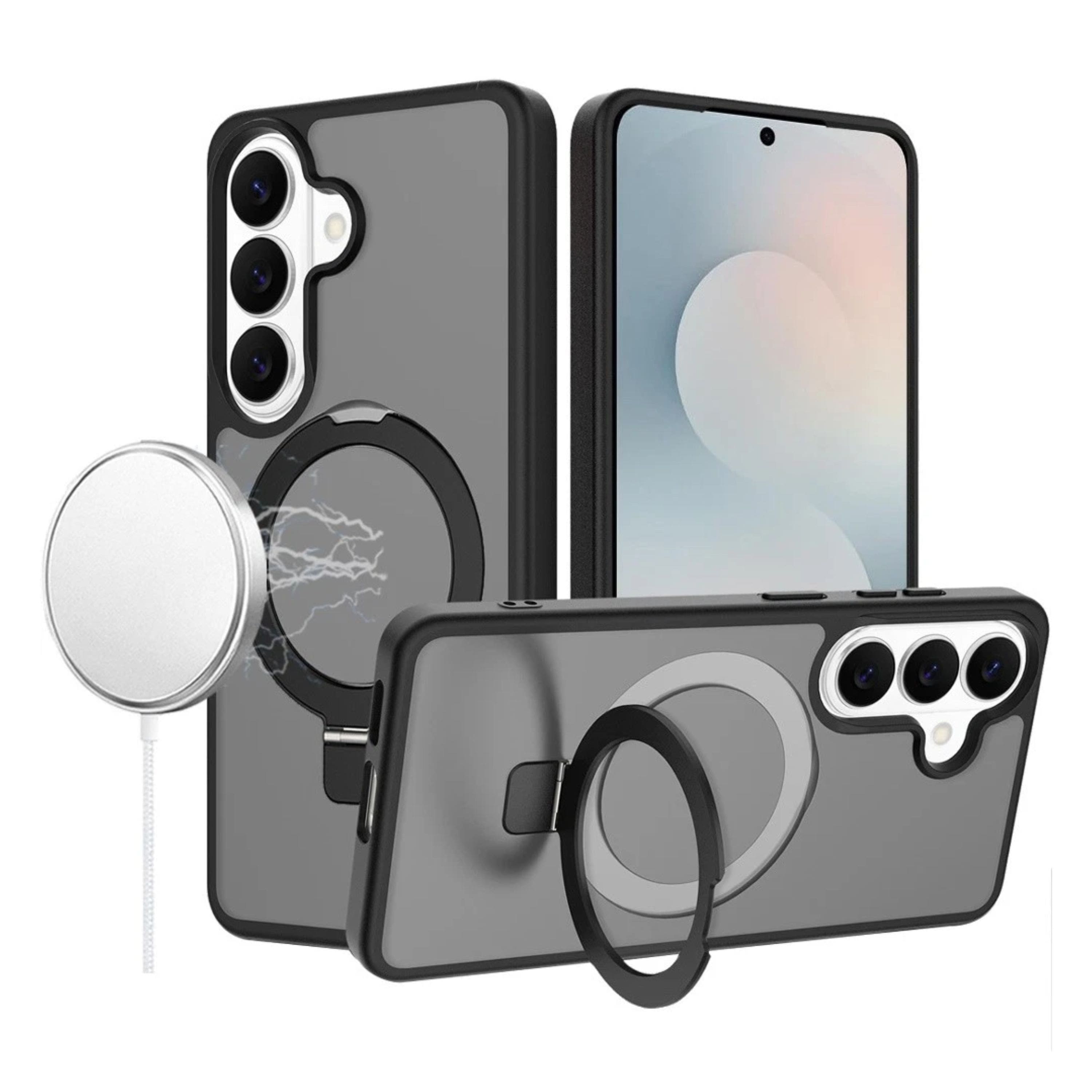 Kitcheniva - Rugged Metal Circle Ring Stand Phone Case With Tempered Glass For Samsung Galaxy S26+ - Black price history on PriceWatchPro