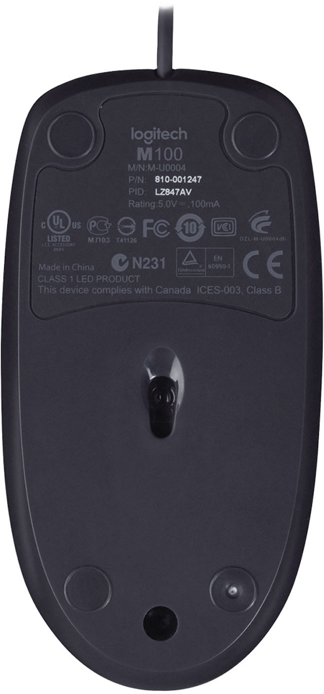 Uendelighed ugyldig Fundament Logitech M100 Wired Optical Ambidextrous Optical Mouse with 1000 DPI  Optical Tracking Gray 910-001601 - Best Buy