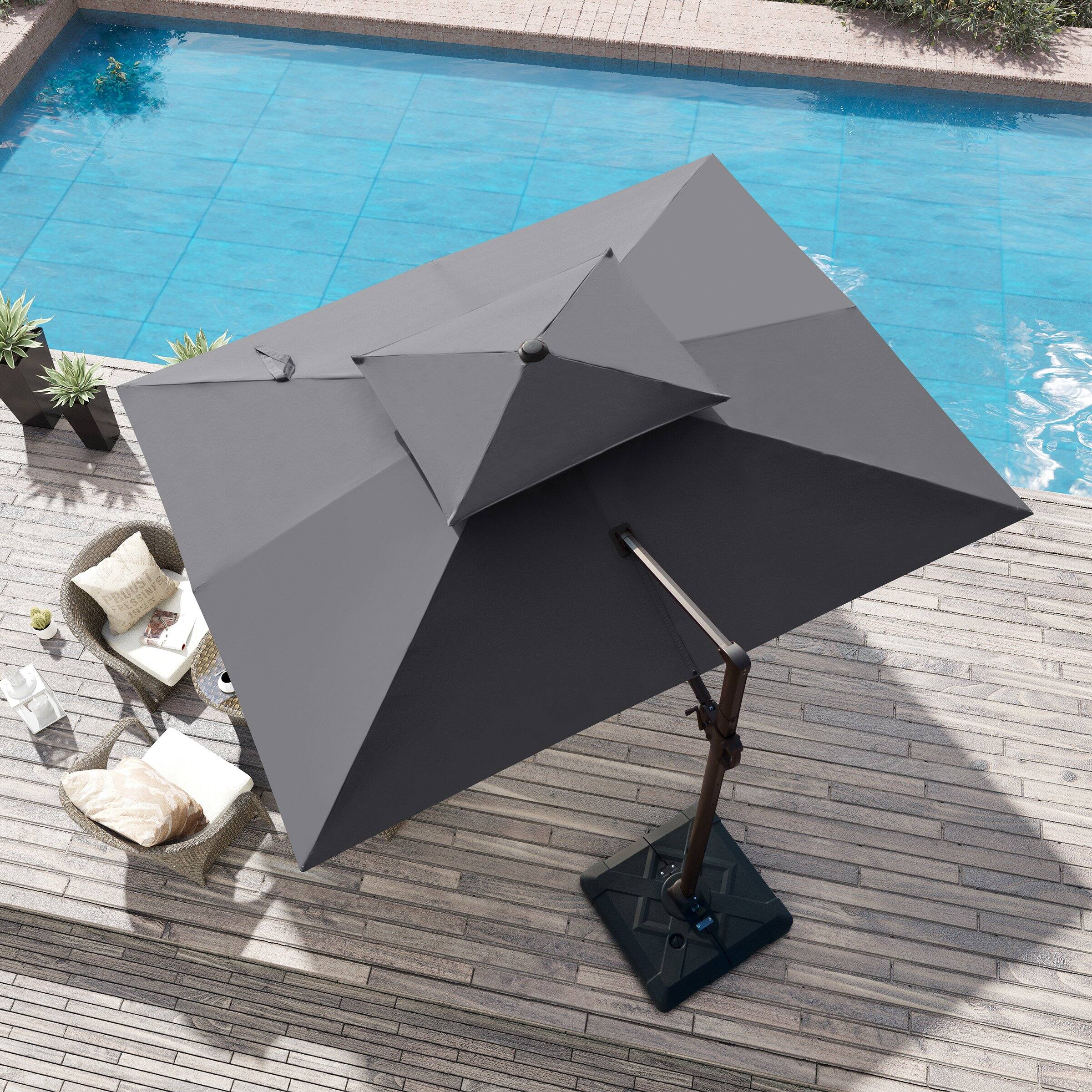 Alt View 7. Crestlive Products - Crestlive Products 11-ft Aluminum Dark Gray Slide-tilt Cantilever Patio Umbrella with Base - Dark gray.