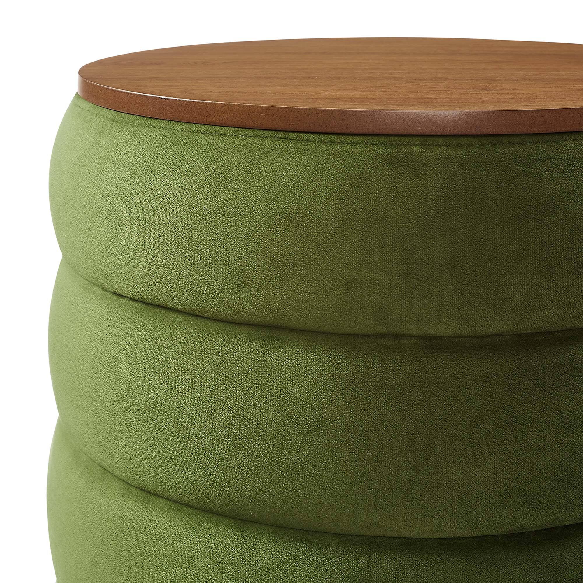 Alt View 5. Modway - Mezzo Round Performance Velvet Storage Ottoman by Modway - Moss Green.