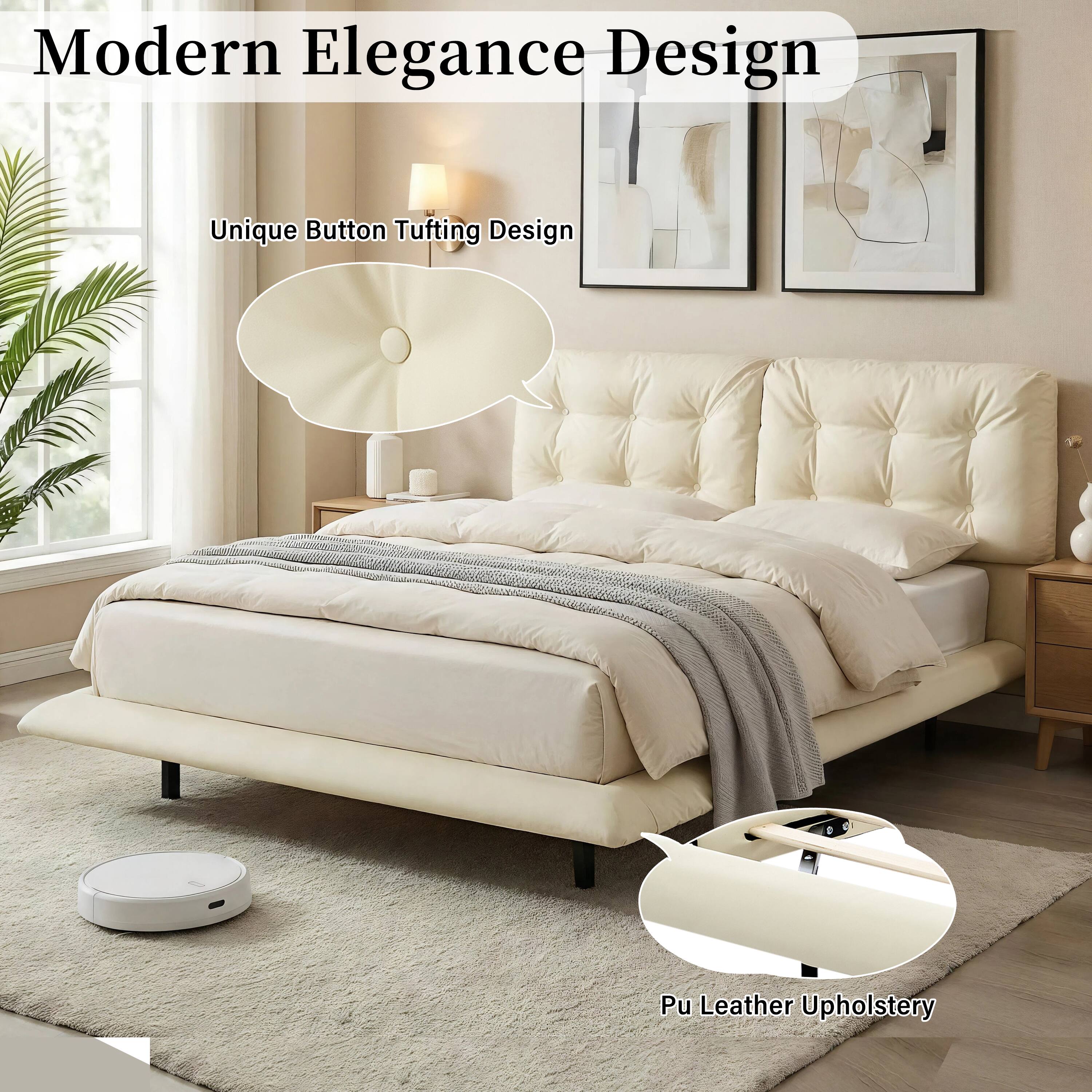 Modern Elegance Design

Unique Button Tufting Design

Pu Leather Upholstery