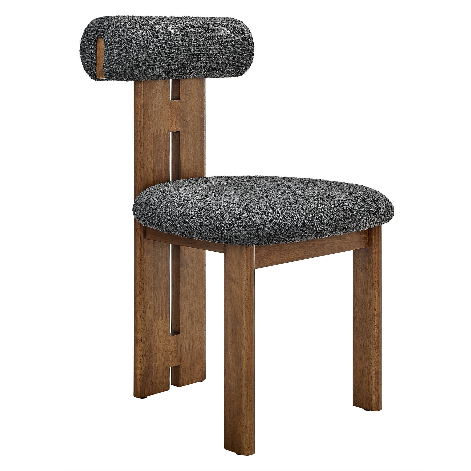 Back. Modway - Torian Boucle Fabric Dining Chair Set of 2 by Modway - Brown.