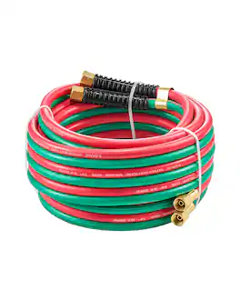VEVOR - Oxygen Acetylene Hose,1/4-Inch x 25FT Oxy Acetylene Hose with 9/16"-18 LH/RH B Fittings, R Grade Welding Torch Twin Hose - Red;Green