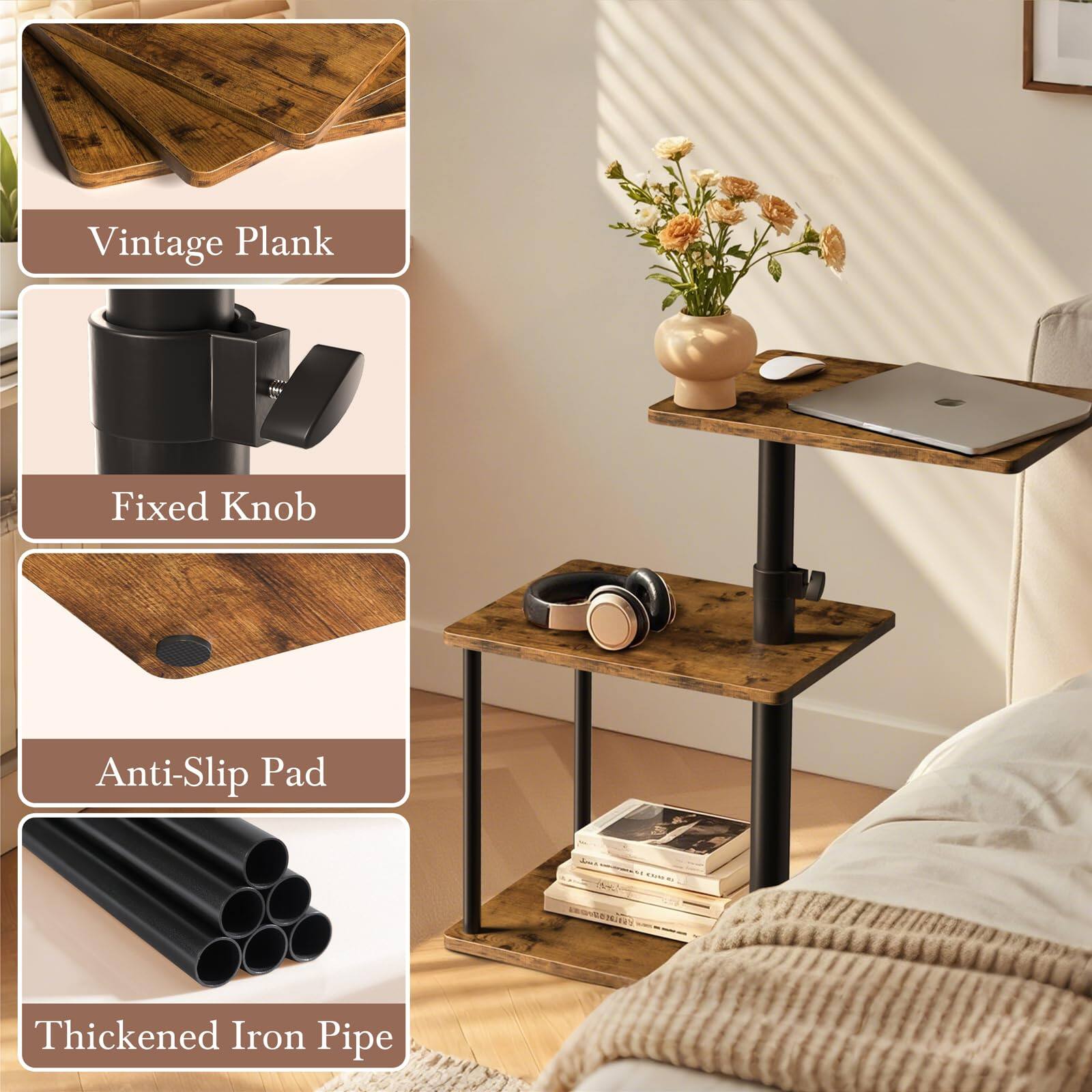 Vintage Plank  
Fixed Knob  
Anti-Slip Pad  
Thickened Iron Pipe