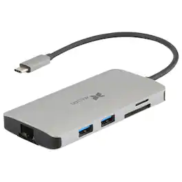 Xcellon - 8-in-1 USB-C Multimedia Hub with HDMI, Gigabit Ethernet, SD Card Reader and USB 3.2 Ports - Gray