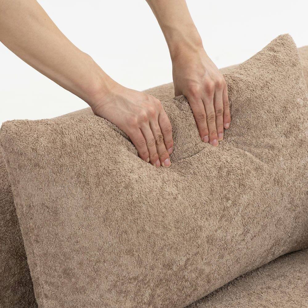 Back. Kadyn - 96" Full-Foam Modular Sectional Sofa, 2-Piece Boucle Cloud Couch, Compressed Shipping - Brown.