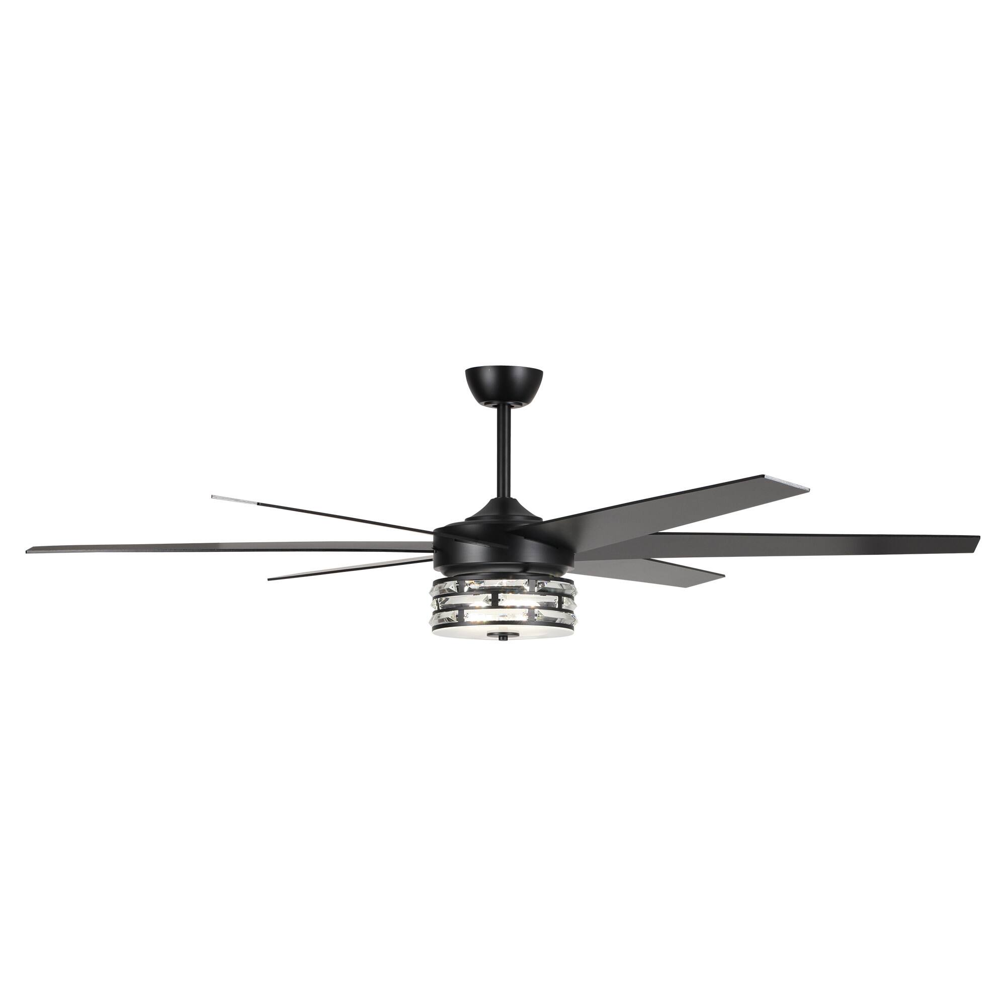 Alt View 8. Parrot Uncle - 70-inch Matte Black Ceiling Fan with LED Light and Remote Control - Black.