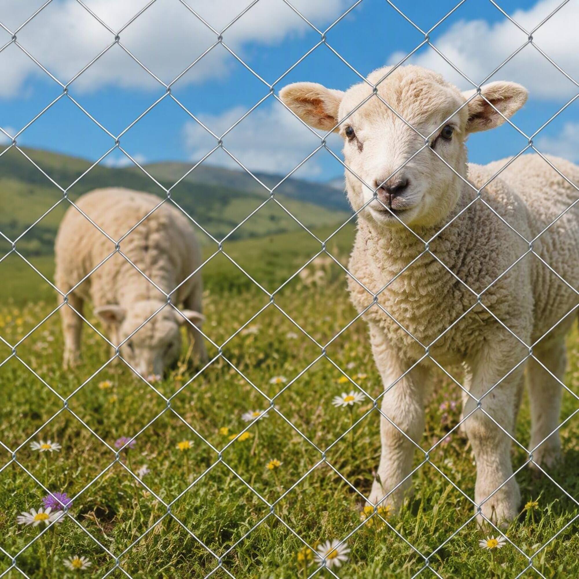 Angle. RYHNUYNE - Galvanized Steel Field Wire Fencing 5.6ft x 57ft, Heavy Zinc Coated Cattle Deer Goat Fence for Farm Yard Garden.