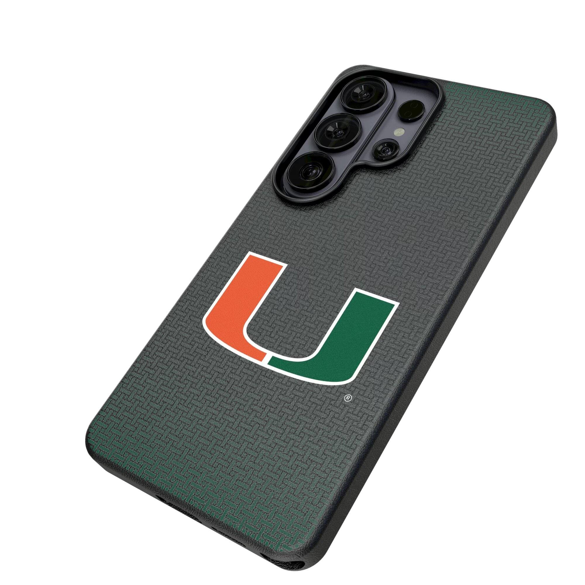 Alt View 1. Keyscaper - Miami Hurricanes Linen Galaxy Magnetic Bump Case - S24 - Black.