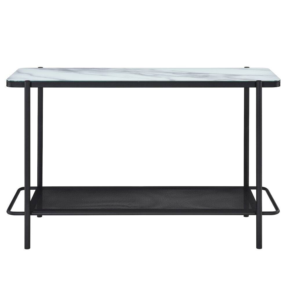 Alt View 1. Furniture of America - Joaquin Metal 1-Shelf Sofa Table in Black and White - Black.
