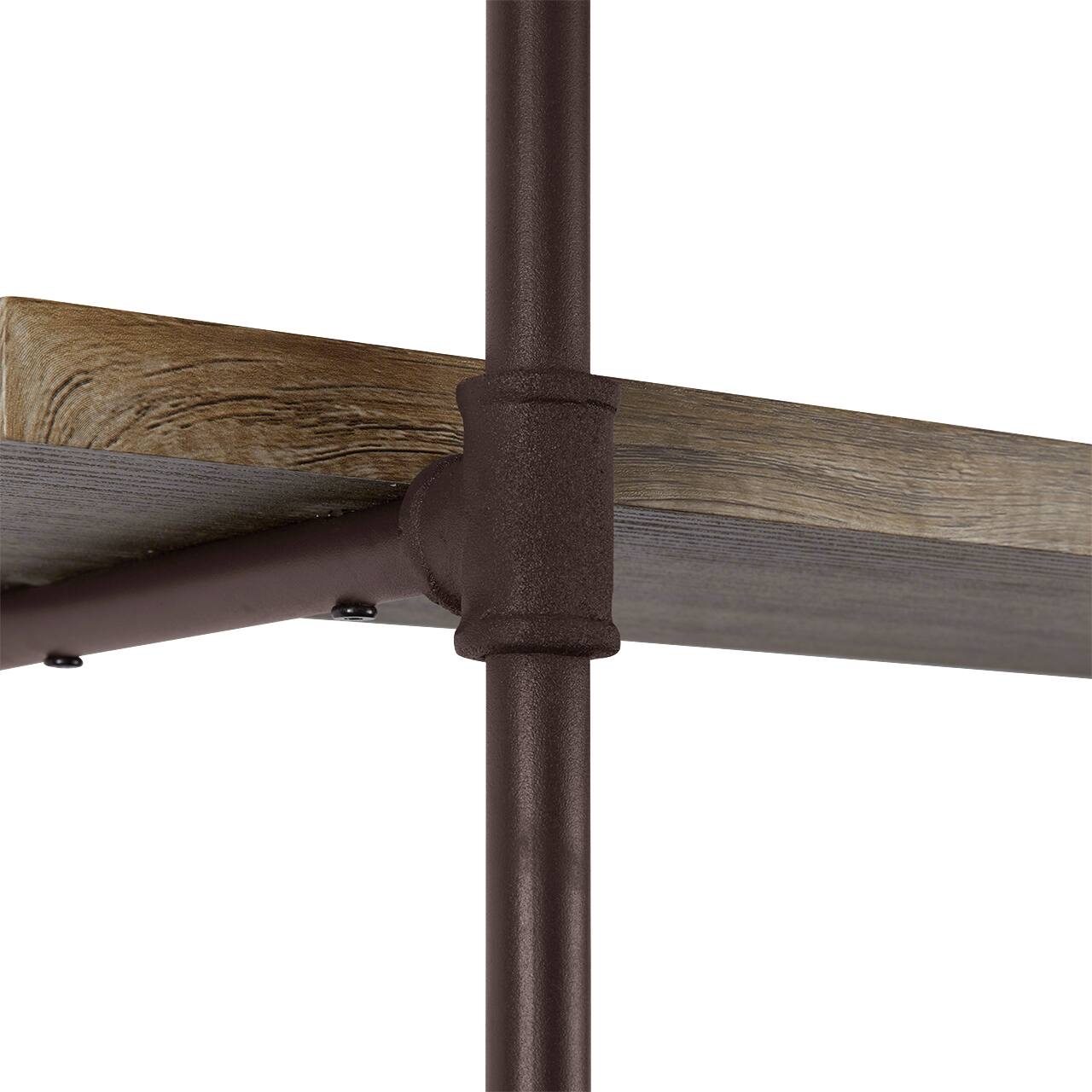 Alt View 4. Danya B - Two Tier Industrial Pipe Wall Shelf - Brown.