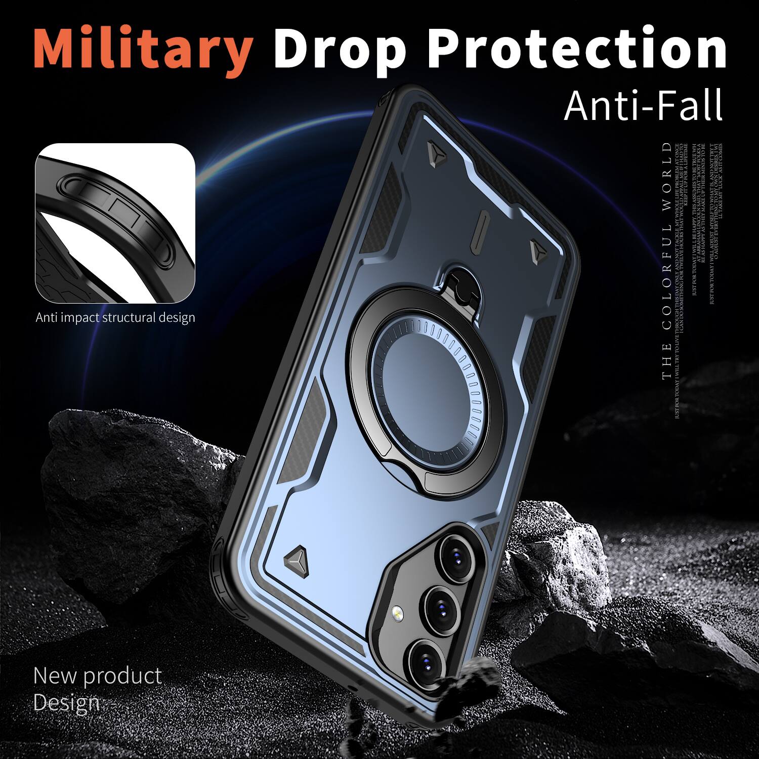 Military Drop Protection Anti-Fall

Anti impact structural design

New product Design

COLORFUL THE WORLD
