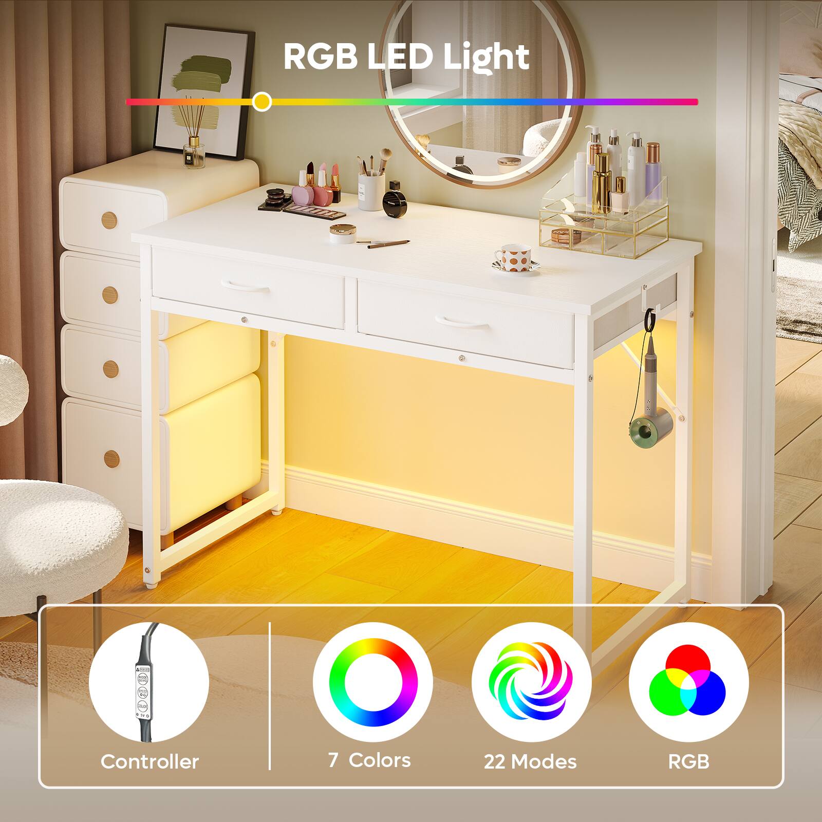 RGB LED Light - Controller 7 Colors 22 Modes RGB
