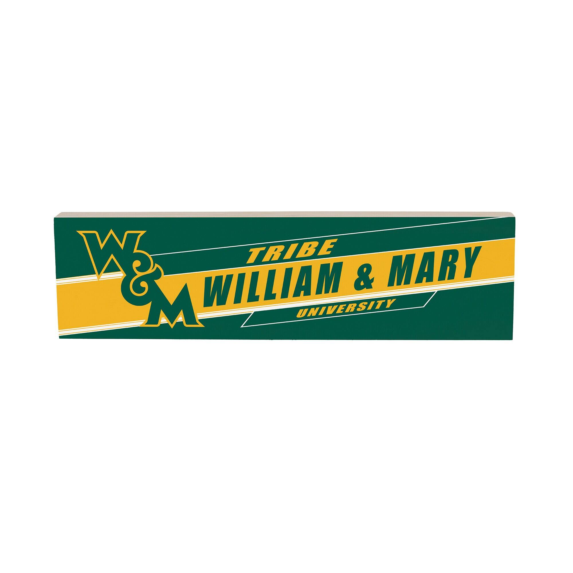 William & Mary Tribe 5" x 18" Shadow Logo Wood Mantle Sign