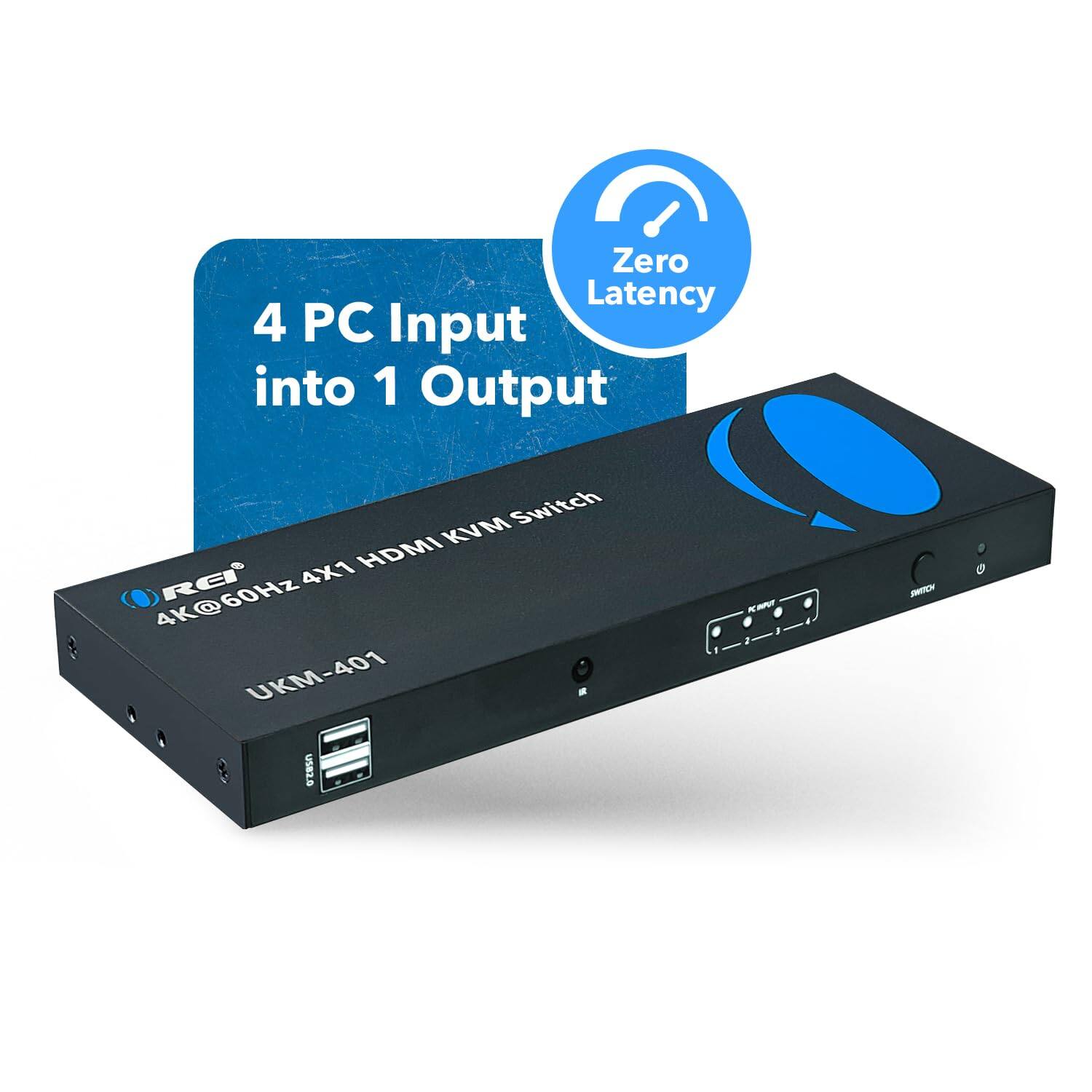Zero Latency 4 PC Input into 1 Output Switch KVM 4X1 HDMI 4K@60Hz RCI 4K@ UKM-401
