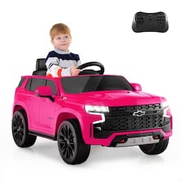 Gymax - 12V Kids Ride On Car Chevrolet Tahoe Electric Truck SUV Remote w/ Light & Music - Pink