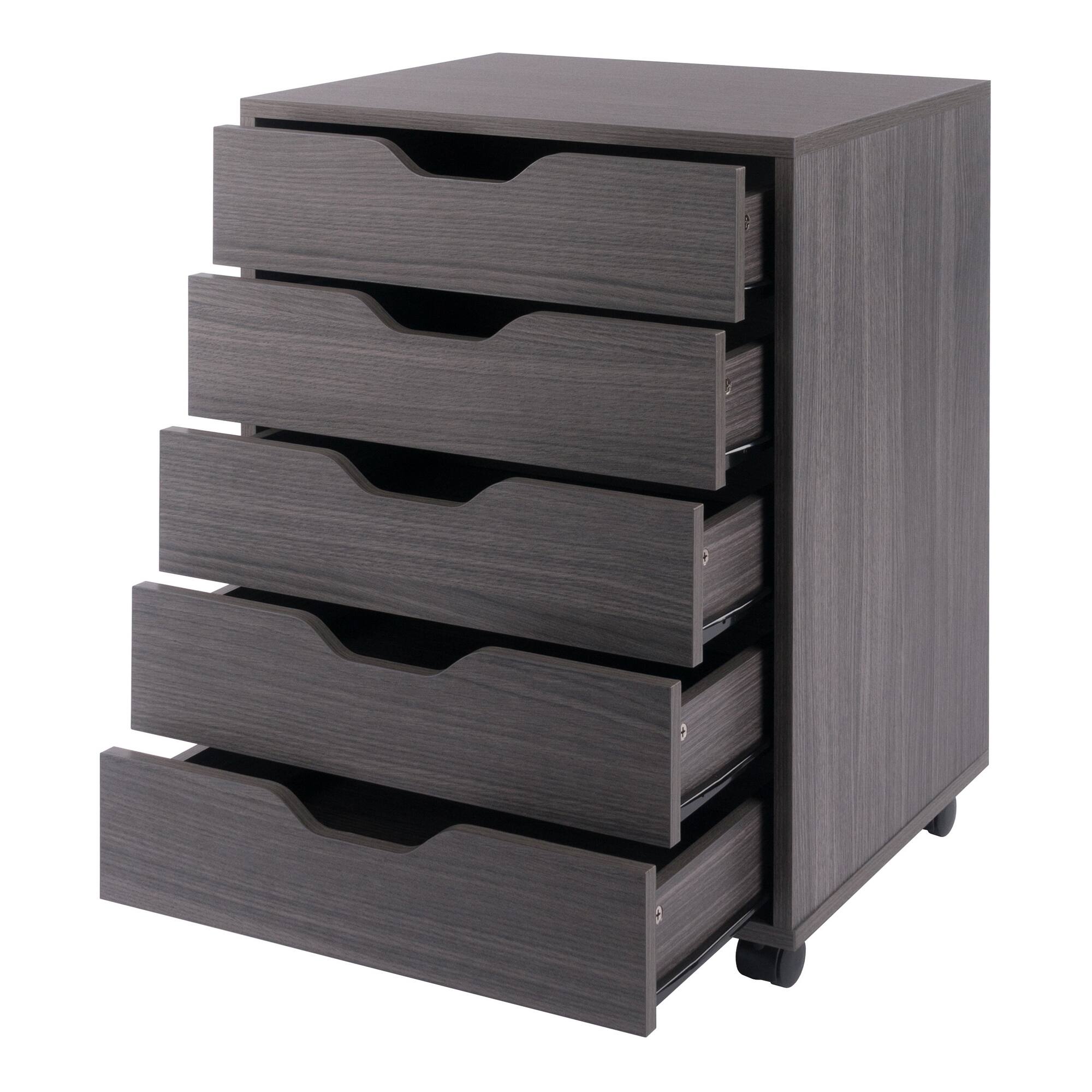 Alt View 1. Winsome Wood - Halifax 5-Drawer Mobile Cabinet - Charcoal.