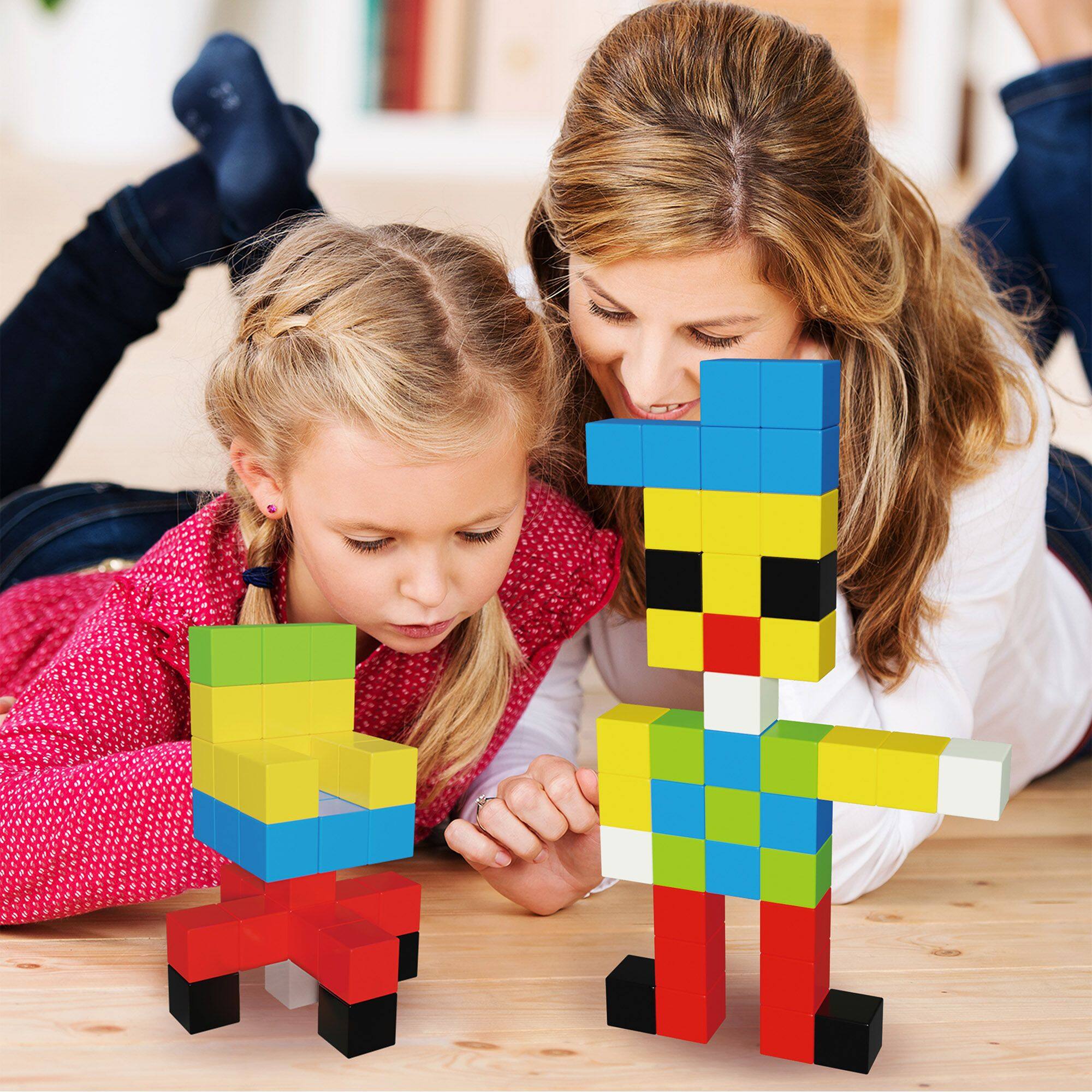 Alt View 2. PicassoTiles - PICASSO-TILES 50 PC Magnetic Building Puzzle Cubes Set for Kids Ages 3+ - Multicolor.