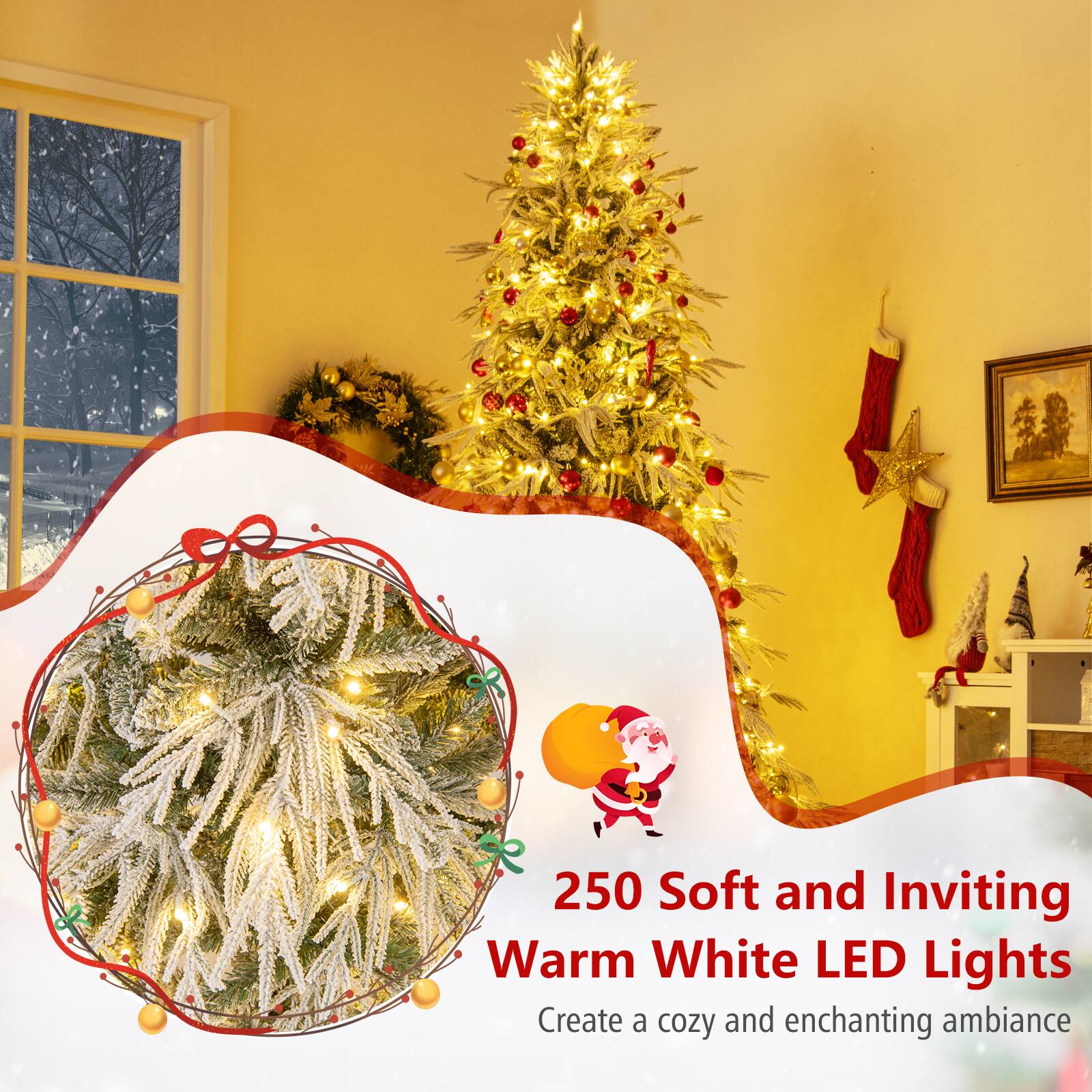 250 Soft and Inviting Warm White LED Lights  
Create a cozy and enchanting ambiance