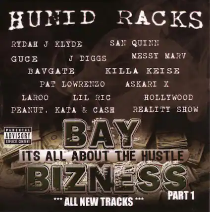 HUNID RACKS
RYDAH J KLYDE
SAN QUINN
GUCE
J DIGGS
MESSY MARV
BAVGATE
KILLA KEISE
PAT LOWRENZO
ASKARI X
LAROO
LIL RIC
HOLLYWOOD
PEANUT, KATA & CASH
REALITY SHOW
BAY
ITS ALL ABOUT THE HUSTLE BIZNESS
PART 1
ALL NEW TRACKS
PARENTAL ADVISORY
EXPLICIT CONTENT