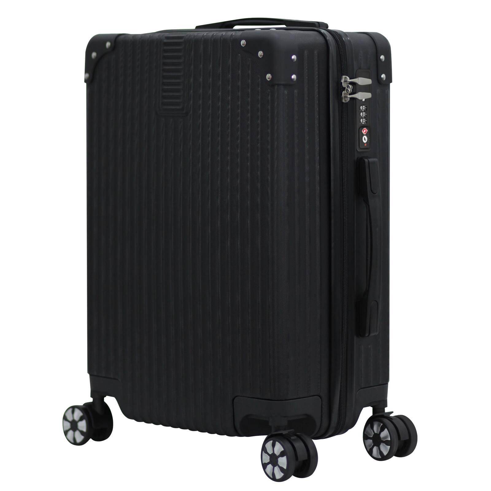 Angle. Oumilen - ABS Travel Luggage Set: 20", 24", 28" TSA Lock Suitcases for Secure Journey - Black.